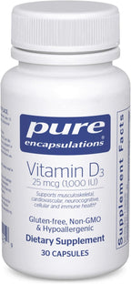 Pure Encapsulations Vitamin D3 25 mcg (1,000 IU) - Supplement to Support Bone, Joint, Breast, Heart, Colon & Immune Health* - with Premium Vitamin D - 30 Capsules
