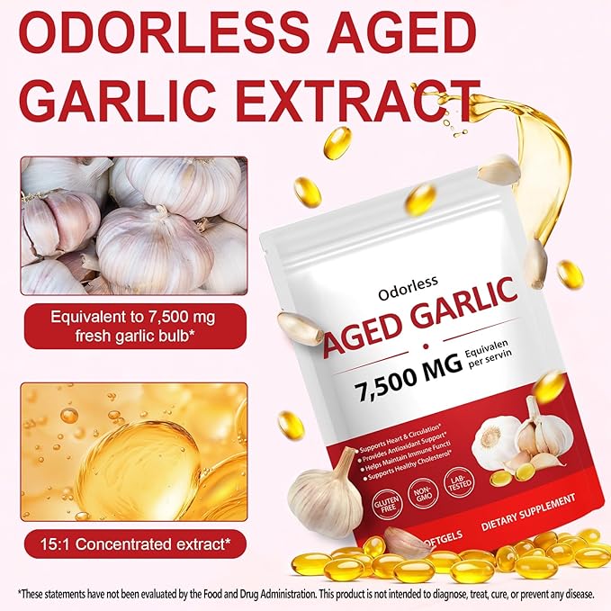 Garlic Softgels 300 Count – Odor-Controlled Garlic Supplement – Traditional Herbal Support –Take it Directly and Swallow itWhole - Easy to Swallow Softgel Capsules – Non-GMO, Gluten Free