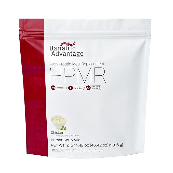 Bariatric Advantage High Protein Meal Replacement Drink Mix - Protein Powder Whey Isolate for Gastric Bypass & Sleeve Gastrectomy Patients - 28 Servings with 27 g Protein - Chicken Soup - 46.42 oz
