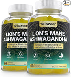 Ashwagandha Gummies - Lions Mane Gummies, Ashwagandha Lion's Mane Supplement with Shilajit, Sea Moss, Black Seed Oil for Adults - Energy, Cognitive & Immune Support