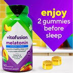 Vitafusion 3 mg Melatonin Gummy Supplement, Awake Refreshed, Sleep Support & Jet Lag Aid, Sugar-Free, Dietary Supplement, Natural White Tea & Peach Flavors, 140 Count (Pack of 2)