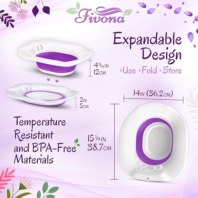 Fivona Yoni Care Kit 4 in 1 - pH Balanced Natural Yoni Oil, Herbal Bar Soap for Feminine V Wash, Detox V Stream Herbs Sunrise, Foldable Sitz Bath Steam Pot