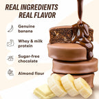 Fitness SHOCK Banana Protein Brownie - No Added Sugar, 7.5g Protein, Low Carb Guilt-Free Dessert - 0g Added Sugar, 10g Net Carbs, 5g Fiber, Non-GMO, Almond Flour - 10 x 50g