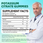 Potassium Citrate Supplement Gummies, Potassium Supplements for Women & Men, Helps Maintain Muscle Wellness & Electrolyte Balance, Vegan, Raspberry Flavor, 120 Count Potassium Gummies