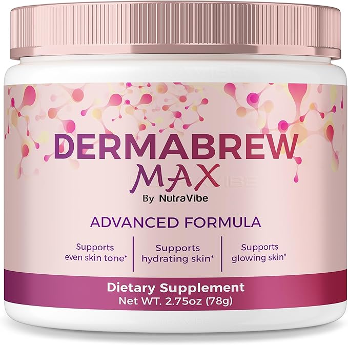 DermaBrew Max Powder, Derma Brew Max Korean-Inspired Blend for Skin Hydration, Radiance & Natural Healthy Skin | Premium Retinol Glow-Inspired Easy-to-Mix Formula Drink (30 Servings)