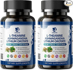 Lithium Orotate 5/10mg, L-Theanine 200mg, Ashwagandha 300mg - Mood Focus Memory Brain Supplements with Bacopa Monnieri, Lion’s Mane, Magnesium, Zinc D3 B6 Folate B12 - 120 Vegan Capsules, 2 Months