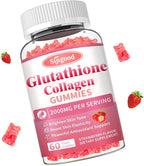 Glutathione Collagen Gummies, Skin Brightening & Anti-Aging, Supports Hair, Skin & Nail Health, Glutathione Supplement for Women, Strawberry Flavor, 60 Count