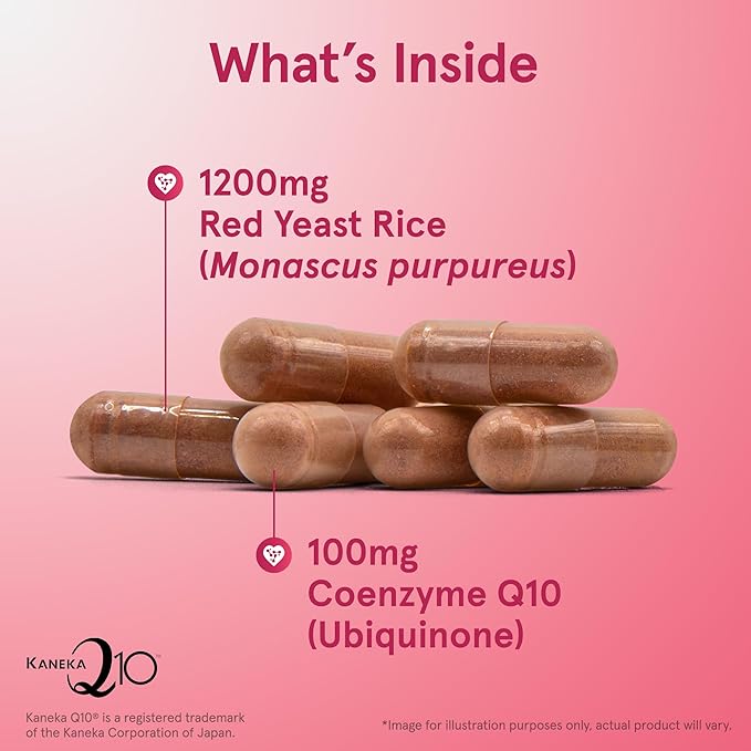 Jarrow Formulas Red Yeast Rice 1200 mg & CoQ10 100 mg Per Serving - 120 Veggie Caps, 60 Servings - Herbal Heart Health Dietary Supplement - Supports Cardiovascular & Cellular Health - Vegan