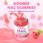 MEENCCD NAC Gummies, N Acetyl Cysteine 600mg, NAC Supplement for Antioxidants & Immune Support, Sugar-Free, Natural Raspberry Flavor, 60 Count