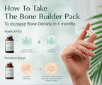 ALGAECAL Bone Builder Pack - Plant Based Calcium Supplement & Strontium - Organic Calcium 750mg with Vitamin D3 1600 IU, Vitamin K2, Magnesium, 16 Nutrients for Bone Health & Density (3-Month Supply)