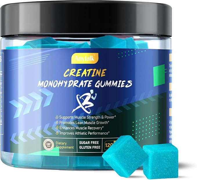 Creatine Monohydrate Gummies for Men & Women, Creatine Gummies for Muscle Strength & Builder, Energy Boost, Advanced Formula L-Taurine + Vitamin B12, Pre-Workout Supplement (120 Count (Pack of 1))