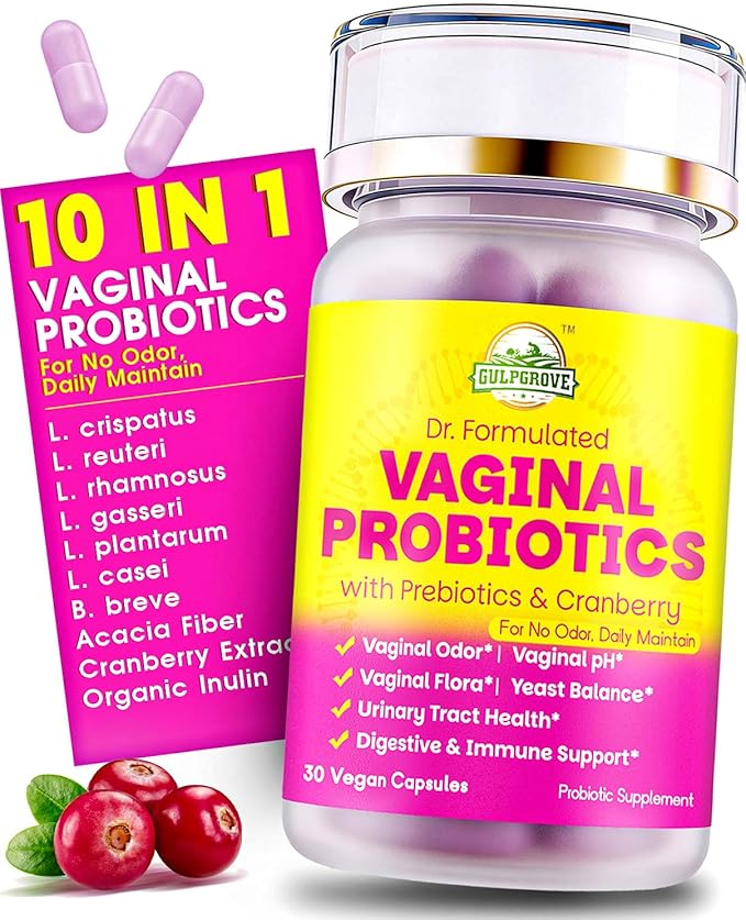 Vaginal Probiotics for Women with Prebiotics & Cranberry - Dr. Formulated Feminine pH Balance Daily Supplement, Supports Vaginal Odor Control & Urinary Tract Health, 30 Servings