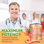 (2 Packs) Totaria Sugar Free 5-in-1 Probiotic Prebiotic Postbiotic Gummy, Probiotics for Women Men with Digestive Enzymes, Peppermint, Complete Immune, Gut & Digestive Support, Vegan Strawberry Flavor