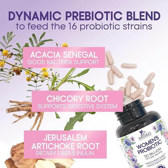 Probiotics for Women - 50 Billion CFU Per Serving - 16 Feminine Health Vag Strains - Prebiotic for Vaginal PH Balance, Urinary UT Health, Women's Probiotic - Shelf Stable - USA Bottled - 120 Capsules