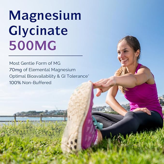 Innate Vitality Magnesium Glycinate 500mg | 70mg Elemental Magnesium Supplement - High Absorption, Non Buffered, Non-GMO & No Gluten - Vegan - Nerve Health - 120 Capsules (Pack of 2)