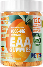 Pets Purest EAA Gummies 120 Gummies (Orange), Essential Amino Acids - All 9 Essential Aminos (EAA) and All Branched-Chain Aminos (BCAAs), Non-GMO, Gluten Free, Vegetarian Friendly
