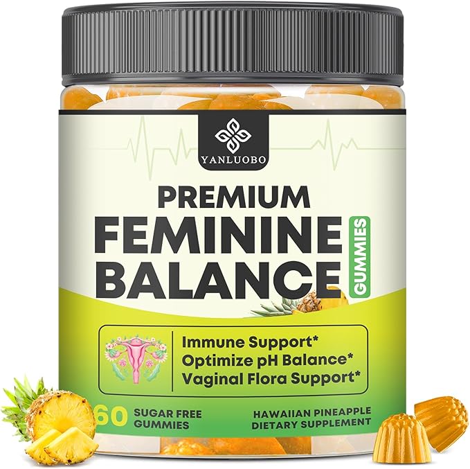 Feminine Balance Probiotic Gummies - Women's Vaginal Health Support | PH Balance & Odor, Flora, Immune Support | Probiotics for Women, Vegan Pineapple Flavor, 60 Count