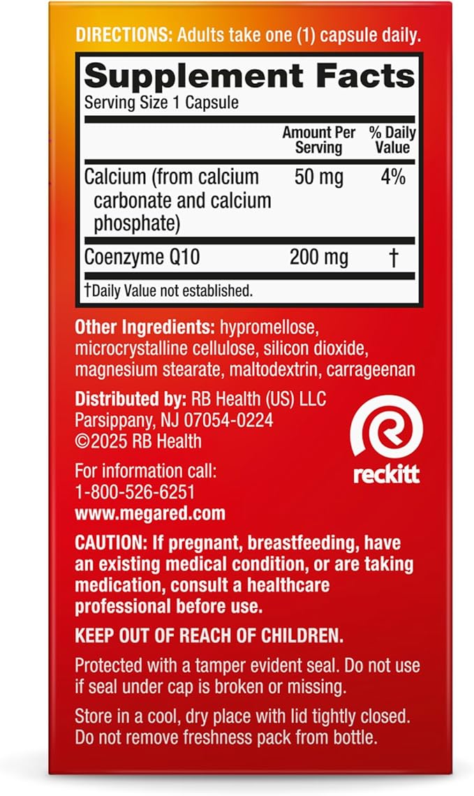 MegaRed Advanced CoQ10 Supplements- 200mg Per Serving, Powerful Antioxidant that Supports Cellular Energy Production and Protects Against Free Radicals*- 30 Coenzyme Q10 Capsules, 30 Servings