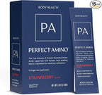 BodyHealth PerfectAmino Powder - BCAA and EAA Powder for Pre and Post Workout - Amino Acid Energy Drink for Men and Women to Support Lean Muscle and Recovery - Strawberry - Stick Packs - 15 Servings