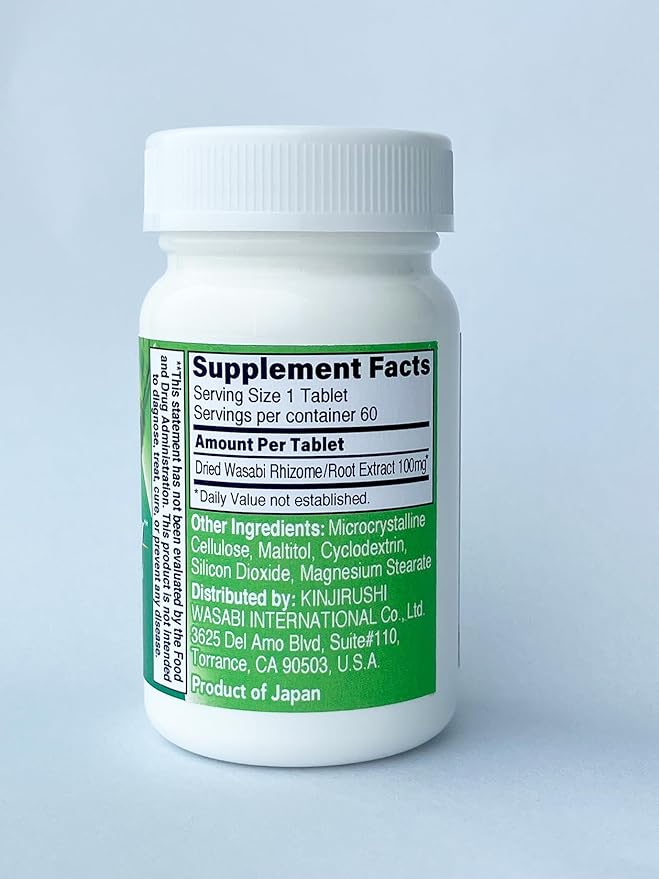 KINJIRUSHI BRAND Wasabi Sulfinyl Supplement with Hexalaphane Japanese Wasabi (6-MSITC) 60 Tablets for 2 Month Supply - Improves Memory, Memory Pill, Brain Fog, Brain Health, Cognitive Supplement