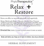 Relax + Restore Alcohol-Free Herbal Stress Support- with Nervines and Adaptogens for Healthy Calm* Certified Organic - 2 floz (60 Servings)