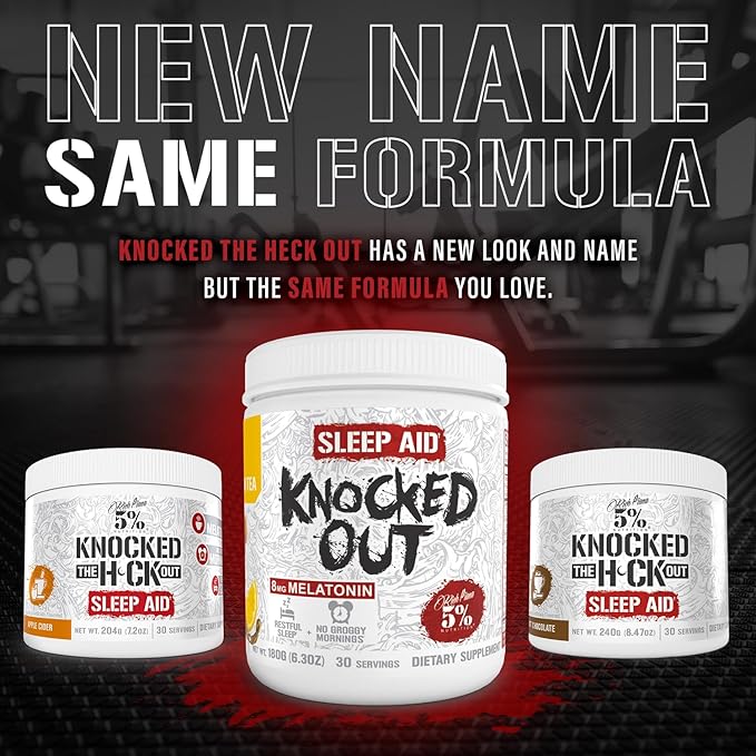 5% Nutrition Rich Piana Knocked Out Natural Sleep Aid Powder | Post-Workout Recovery & Deep Sleep Supplement | GABA, Melatonin, Chamomile, Tyrosine, 5-HTP, & More | 30 Servings (Honey Lemon Tea)