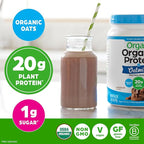 Orgain Organic Vegan Protein Powder + Oat Milk, Chocolate - 20g Plant Based Protein, Gluten Free, No Dairy, Soy or Lactose Ingredients, Low Sugar, Non-GMO, Kosher, For Shakes & Smoothies - 1.05lb