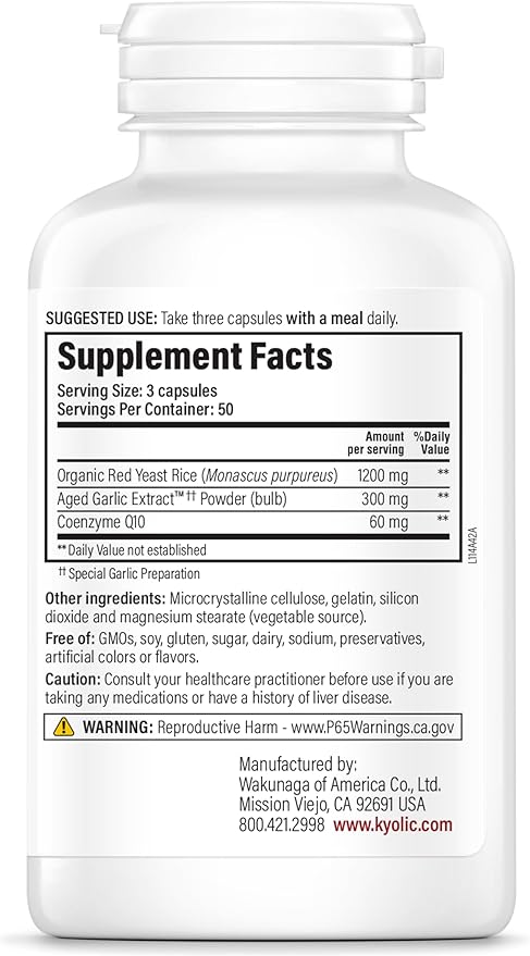 Kyolic Aged Garlic Extract Formula 114, Red Yeast Rice CoQ10, 150 Capsules