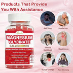 Magnesium Glycinate Gummies 400mg Sugar Free: Calm Magnesium Supplement for Women & Men, Sleep Support, Muscle & Bone Health Complex with Vitamin D3 B6 Calcium, Chewable Strawberry Gummy for Adults