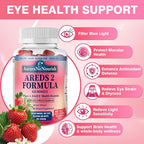 Areds 2 + Advanced Formula for MacularHealth, 22-in-1 Eye Vitamin & MineralSupplement w. Zeaxanthin, Zinc &Vitamin C Supports Eye Strain, Pressure,Night Vision, 60 Chewable Gummies