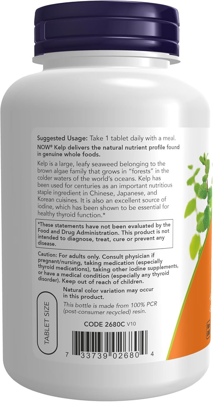 NOW Supplements, Kelp 150 mcg of Natural Iodine, Easier to Swallow Tablet, Super Green, 200 Tablets (Pack of 2)