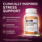 Cortisol Supplements for Women & Men | Ashwagandha Extract, Rhodiola & Adrenal Support Blend | Cortisol Manager & Reducer for Stress, Mood & Sleep Calm | Cortisol Health with Adaptogens, 30 Count