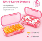 AUVON 7-Pack Large Weekly Pill Organizer with Dual Protection, Flexible Pill Box 7 Days for Purse, Pocket, Compact Pill Case for Travel, Pill Container for Vitamins, Fish Oils, Supplements