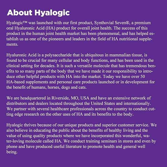 Hyalogic Synthovial Seven Hyaluronic Acid Liquid & Resveratrol Capsules - HA Joint Support - Vegan - 1 oz