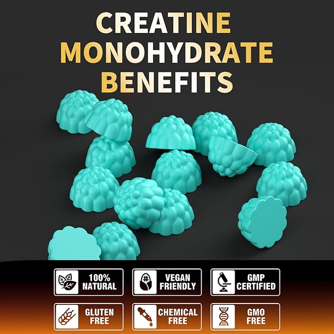 Nutravita NSF Certified Creatine Gummy - Creatine Monohydrate Gummies for Men & Women-5g of Creatine Monohydrate per Serving - Sugar Free,Vegan, Blueberry Flavor, 120 Count