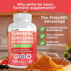 5-in-1 Organic Turmeric Curcumin Supplement (4210mg) with Berberine, Ceylon Cinnamon Bioperine and Ginger Supplements for Joint, Heart, Gut, & Metabolic Support (60 Servings)