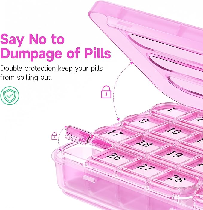 Zoksi Monthly Pill Organizer 1 Times a Day, 30 Day Pill Box Organizer,One Month Pill Case for Travel, 31 Day Daily Medcine Container for Vitamins, Supplement & Medication(Purple)
