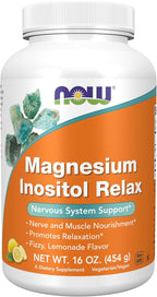 NOW Foods Supplements,powder Magnesium Inositol Relax, Nervous System Support*, Fizzy Lemonade Flavor, 16-Ounce