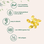 Micro Ingredients Vitamin D3 5,000 IU + K2 MK-7 100 mcg, 180 Softgels | 2-in-1 Formula | Easy to Swallow, Non-GMO