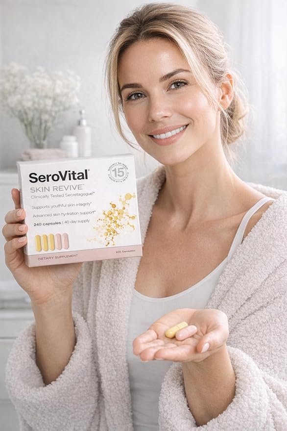 Serovital Skin Revive – Anti-Aging Supplement for Women – Supports Skin Hydration, Energy, Immune Health & Fine Line Reduction – 240 Capsules – 40-Day Supply