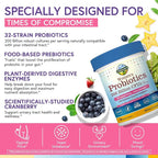 Terranics Daily Probiotics for Women, 200 Billion 32 Strains Womens Probiotics, with Cranberry, Prebiotics & Enzymes, Rebalance Vaginal Flora & pH, Delayed Release, Shelf Stable, 60 Vegan Caps