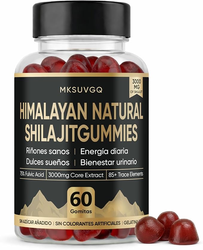 Himalayan Shilajit Gummies, 3000mg High-Potency Fulvic Acid, Supports Healthy Kidney Function, Energy & Vitality for Men, Sleep & Focus, Sugar-Free, 60 Gummies