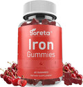 Iron Gummies for Women & Men, Gentle Iron Bisglycinate 25mg with Vitamin C, B12 & Folic Acid, Pectin-Based, Cherry Flavor, 60 Count (30 Servings)