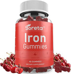 Iron Gummies for Women & Men, Gentle Iron Bisglycinate 25mg with Vitamin C, B12 & Folic Acid, Pectin-Based, Cherry Flavor, 60 Count (30 Servings)