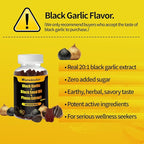 Black Garlic Black Seed Oil Gummies,with Honey Vitamin C Plums Extract,Overall Health,Non-GMO & Vegan,Black Garlic Flavored