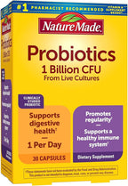 Nature Made Probiotics for Women and Men, Probiotic Capsules 1 Billion CFU from Live Cultures for Immune & Digestive Support, 30 Capsules, 30 Day Supply
