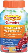 Emergen-C 750mg Vitamin C Gummies for Adults, Immune Support Gummies, Gluten Free, Strawberry, Lemon and Blueberry Flavors, Back to School Essentials - 45 Count