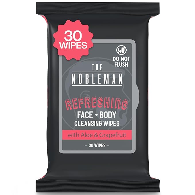 The Nobleman Men's Refreshing Face + Body Cleansing Wipes with Grapefruit - 30 count