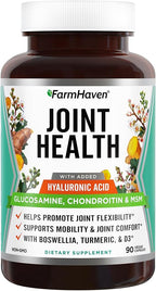 FarmHaven Glucosamine Chondroitin MSM with Boswellia, Turmeric| Added Hyaluronic Acid & Vitamin D3 | Promotes Joint & Muscle Health & Inflammation Response | Non-GMO & Gluten Free | 90 Capsules