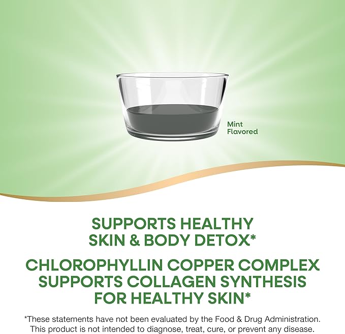 Nature’s Way Chlorofresh Liquid Chlorophyll, Chlorophyllin Copper Complex, Internal Deodorant Supplement, Supports Healthy Skin and Detox Pathways*, Mint Flavored, 16 fl oz